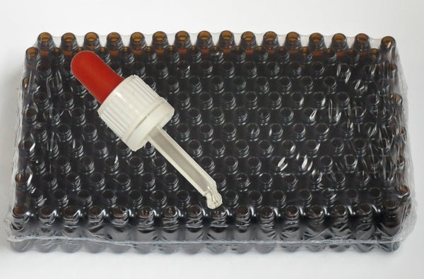 10 ml Amber brown glass bottles with pipette - 192 pieces