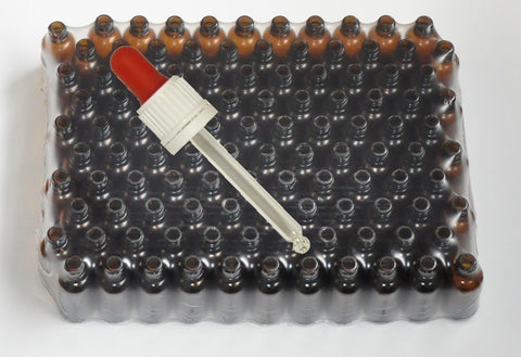 30 ml Amber brown glass bottles with pipette - 110 pieces